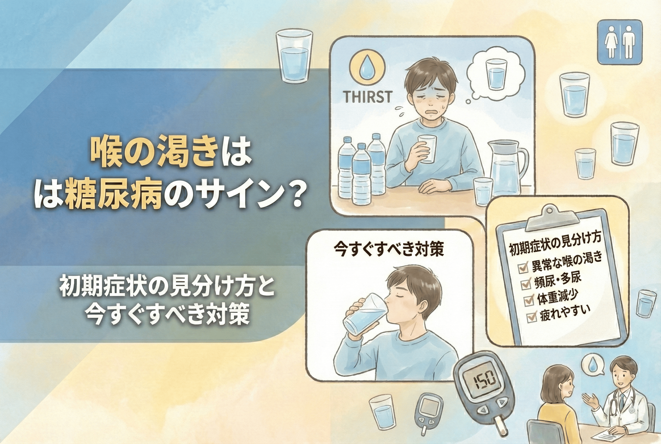 喉の渇きは糖尿病のサイン?初期症状の見分け方と今すぐすべき対策