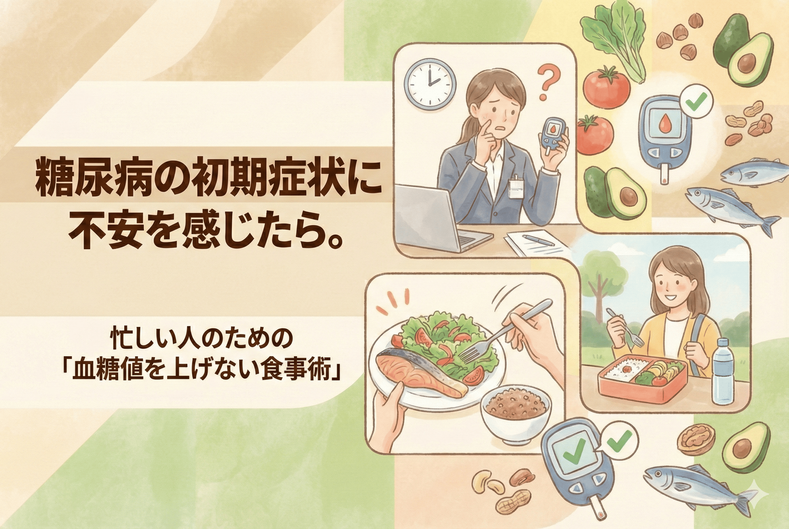 糖尿病の初期症状に不安を感じたら。忙しい人のための「血糖値を上げない食事術」