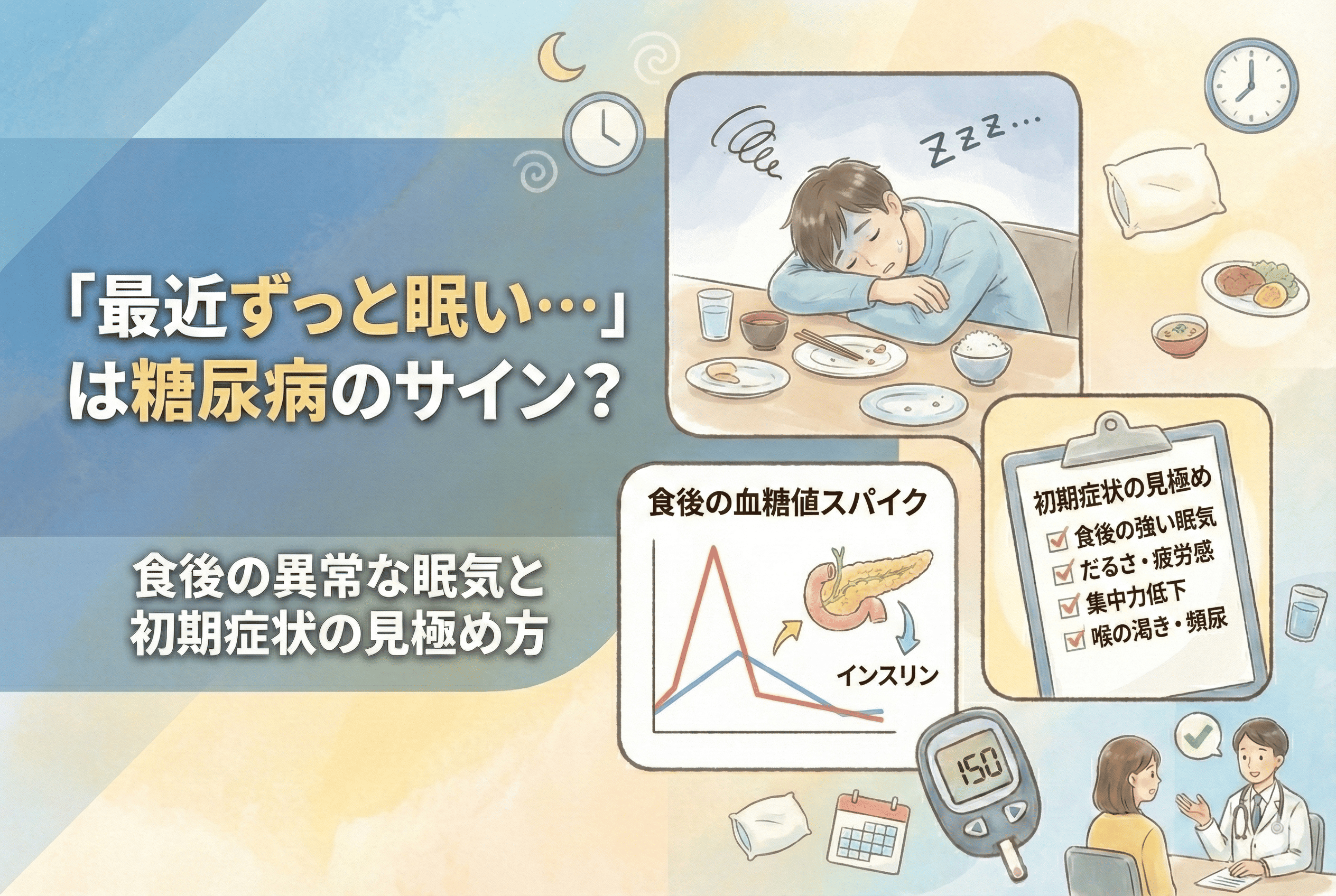 「最近ずっと眠い…」は糖尿病のサイン？食後の異常な眠気と初期症状の見極め方
